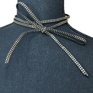 Classic Double Strap Ribbon Black and Gold Color Stud Y2K Choker Necklace S/M